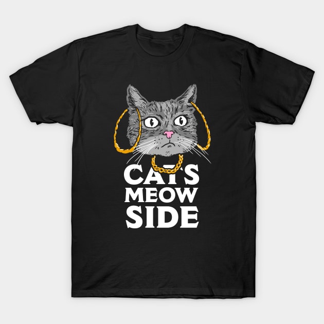 Cats Meow Side T-Shirt by dumbshirts